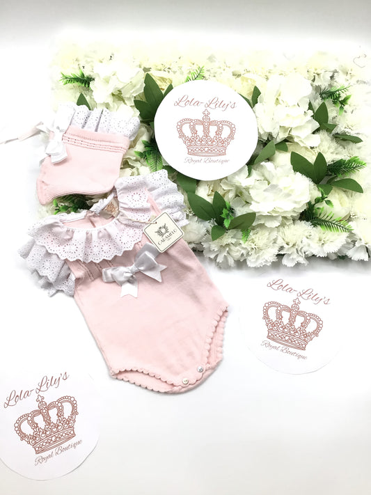 Caramelo romper and bonnet set (205008)