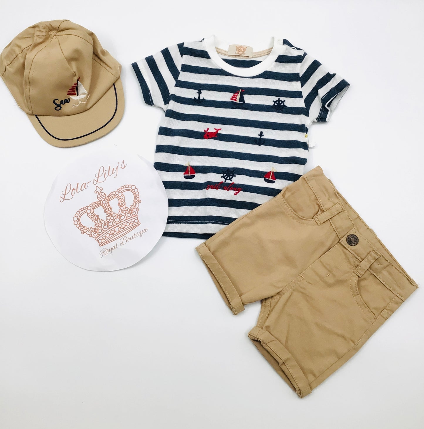 3pc beige sailor Caramelo set / 113106 ( 6-9m , 9-12m ) SALE