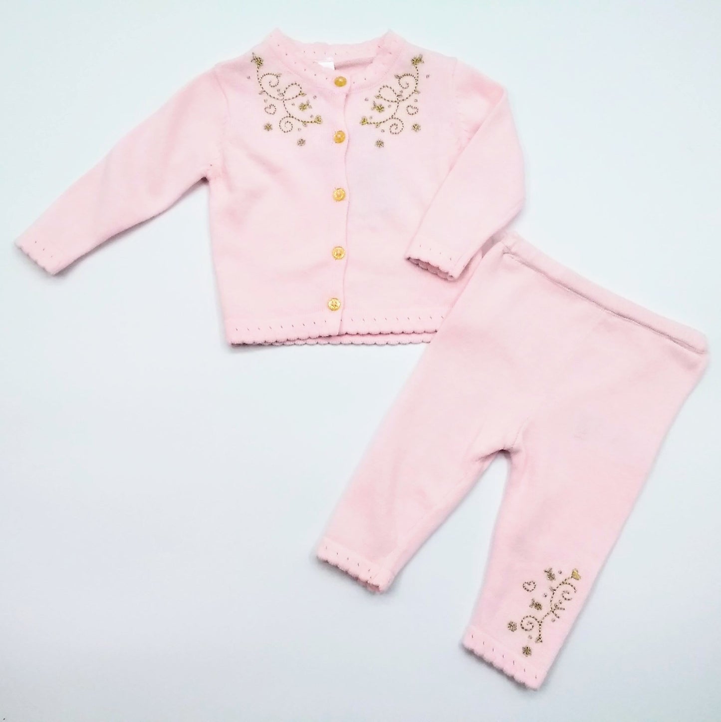 Rock a bye baby pink 2pc outfit (V21250)