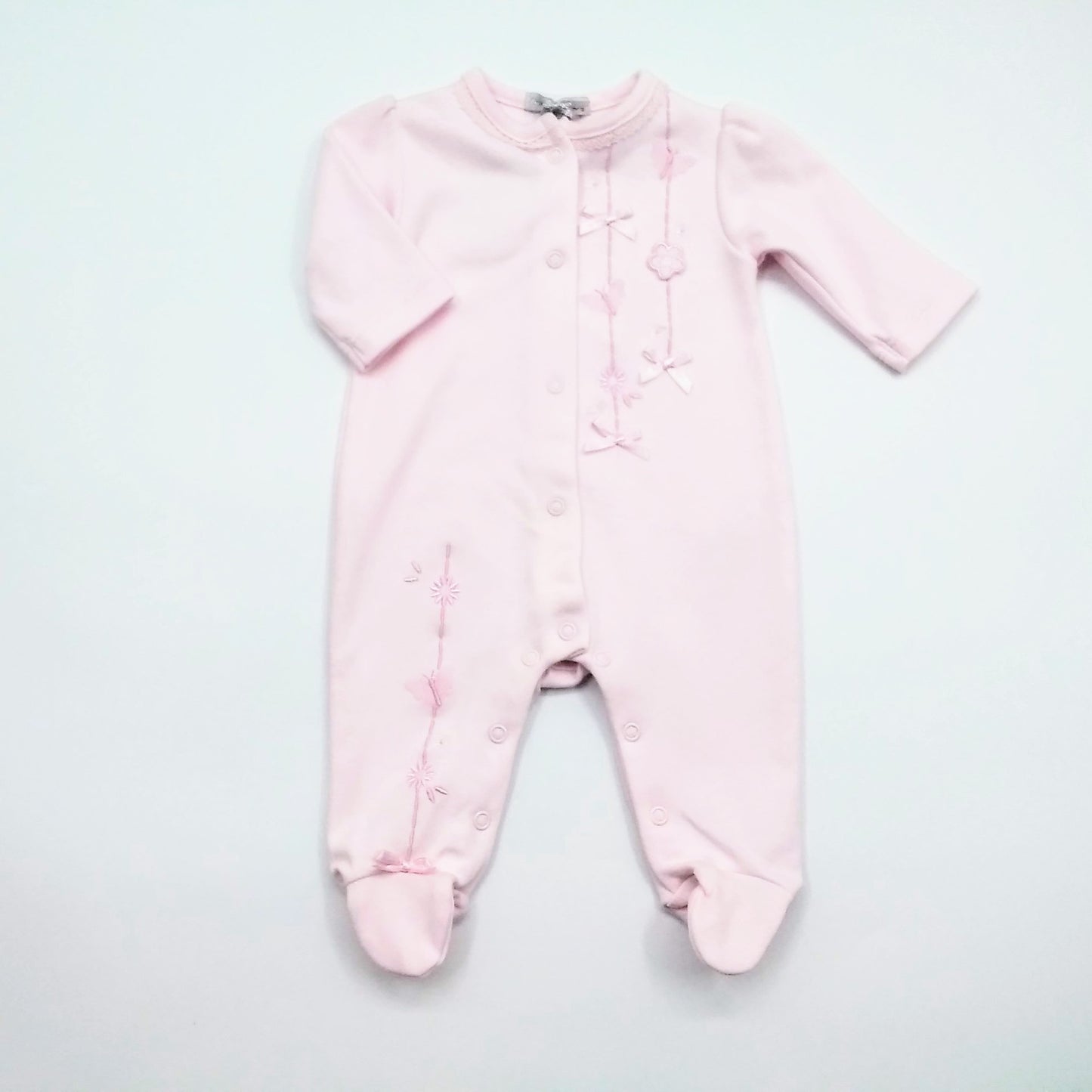 Blues baby pink bow baby grow (RR0124)