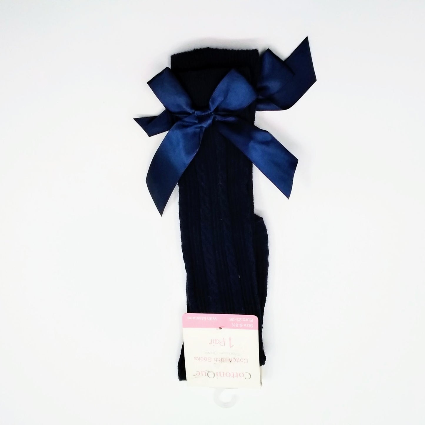 Girls navy bow socks