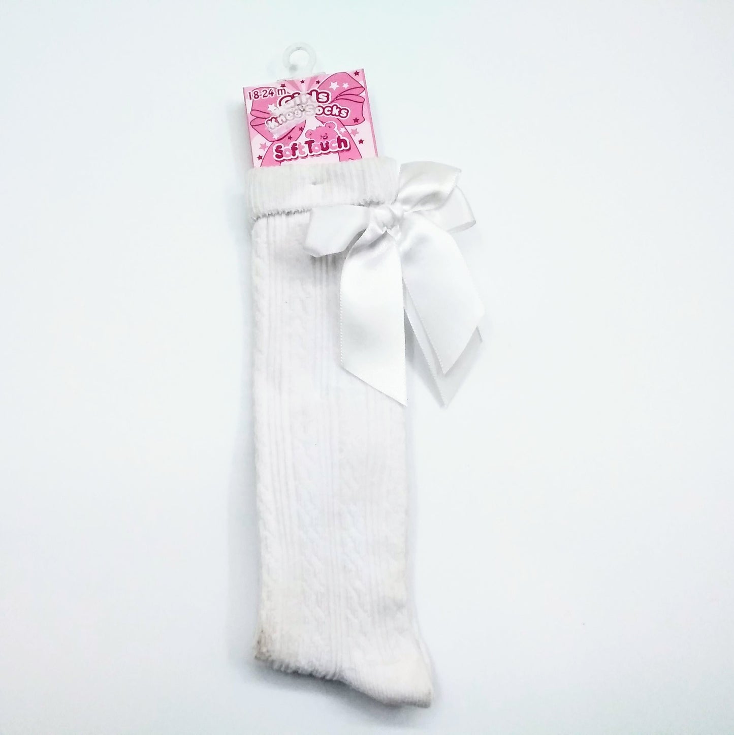 Soft touch girls white knee socks