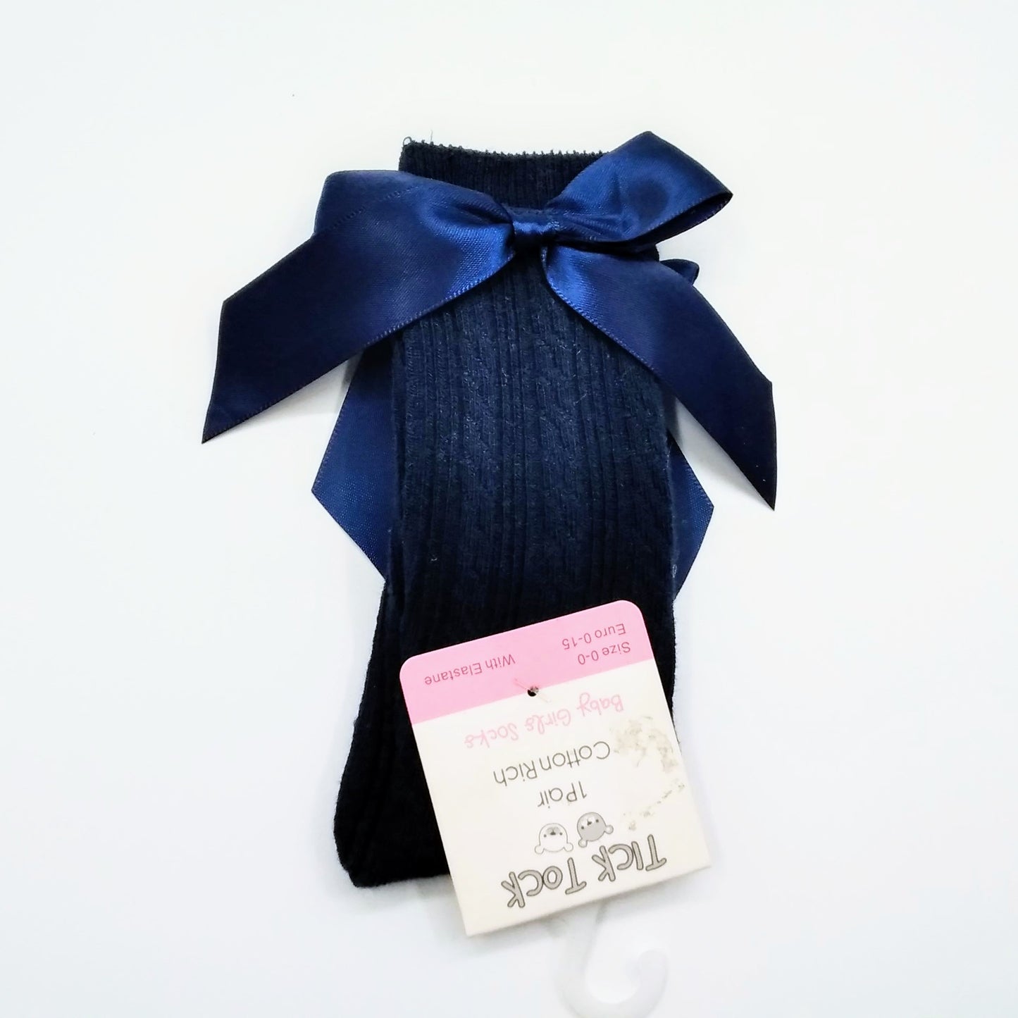 Girls navy bow socks