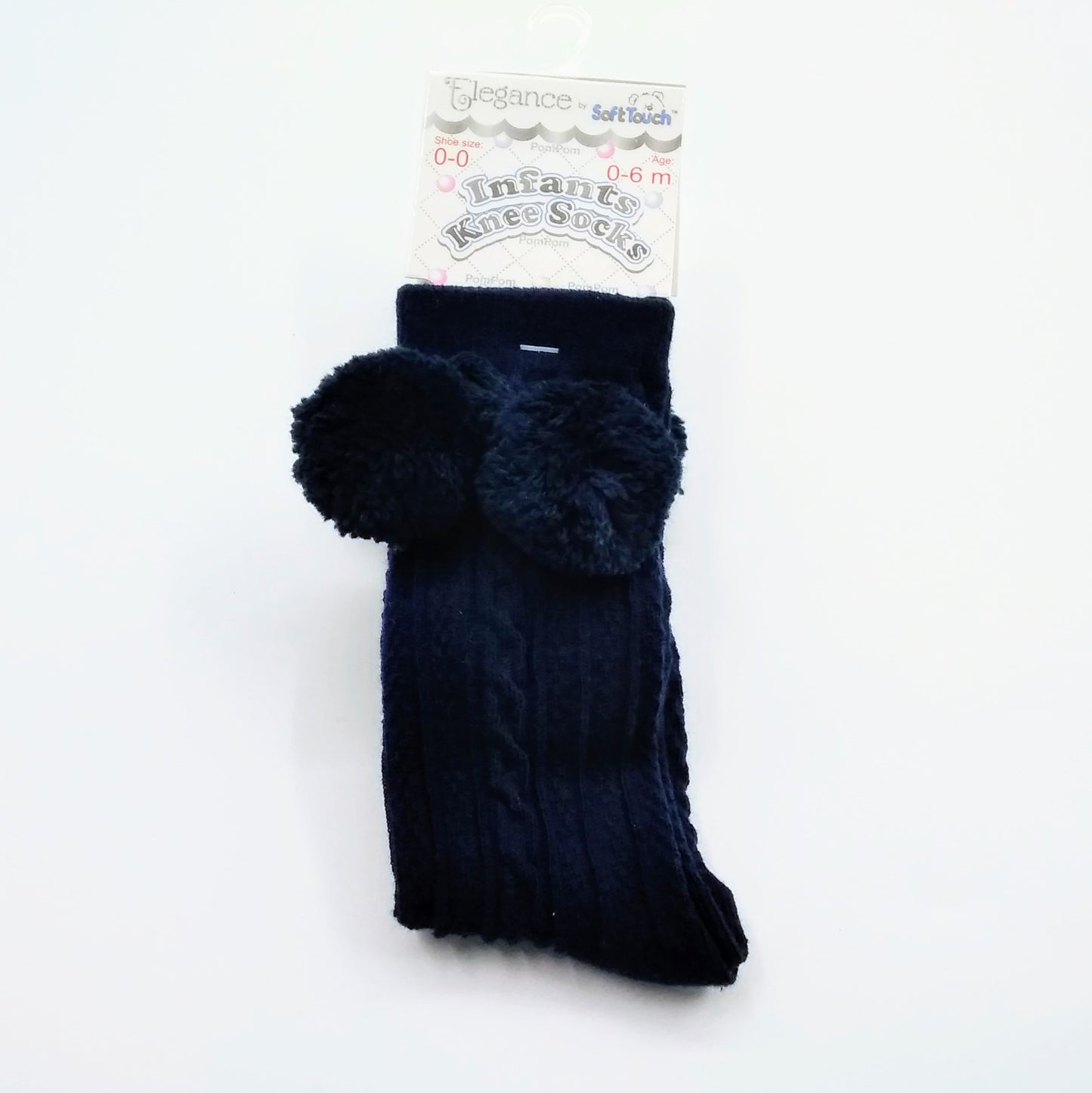 Unisex navy pom pom knee socks