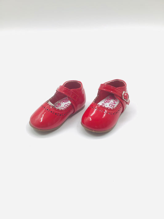 £10 - Girls red painted melia shoes