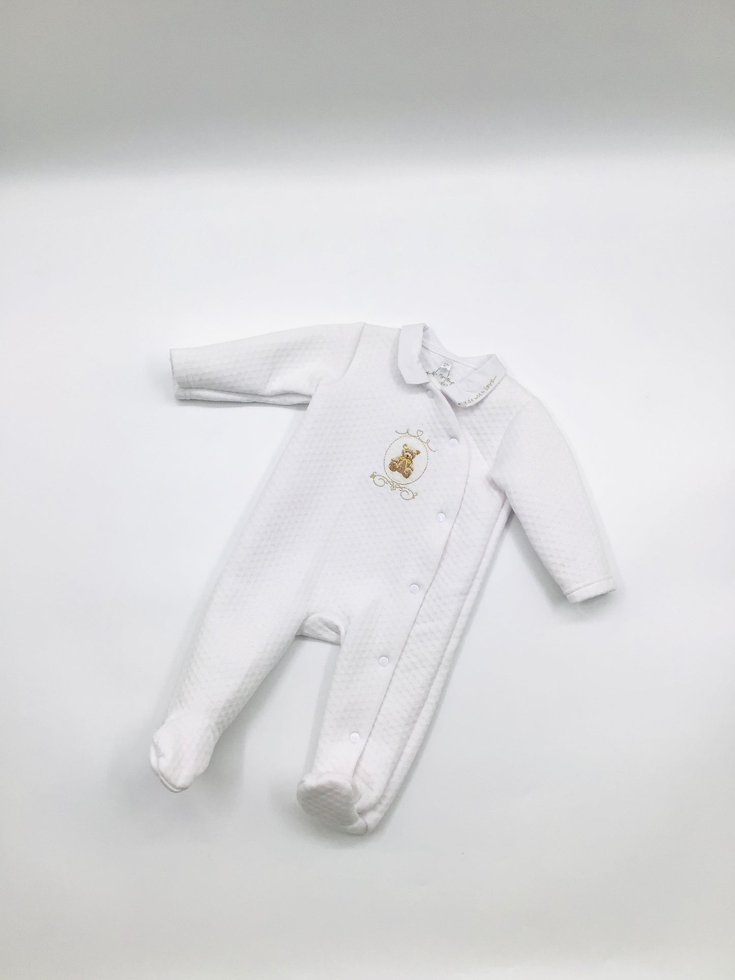 Unisex teddy bear baby grow