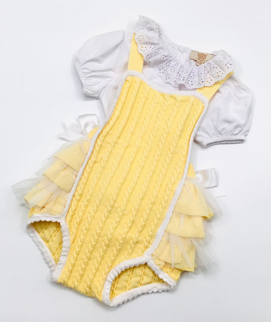 Caramelo Girls lemon knitted bow cake set SALE