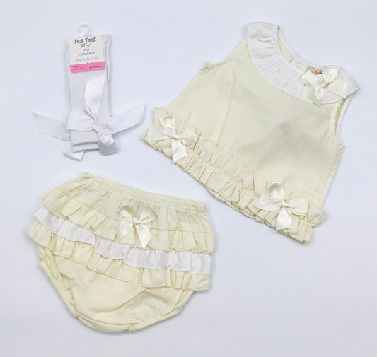 Caramelo girls lemon frilly bow panties set