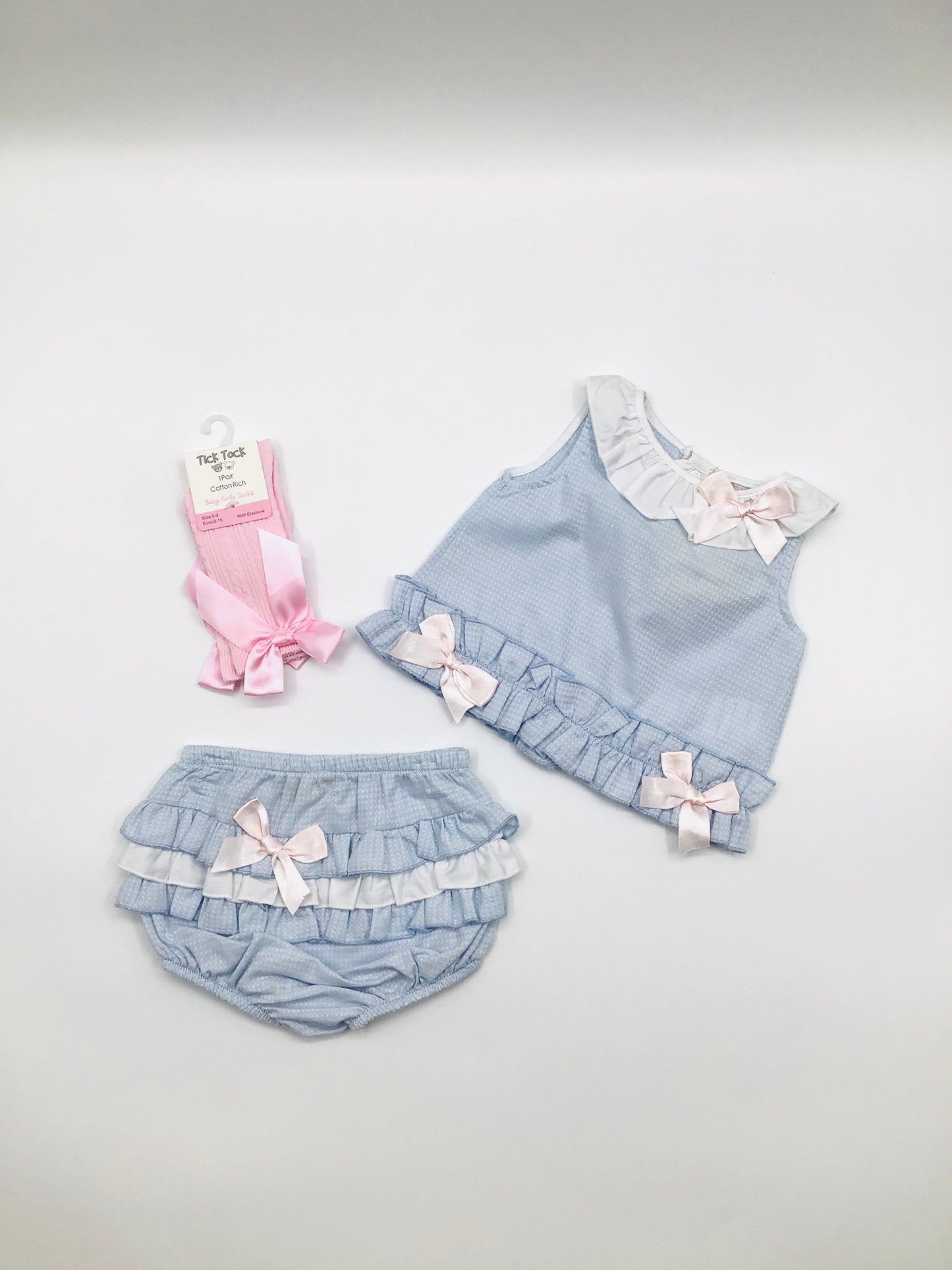 Caramelo girls blue frilly bow panties set