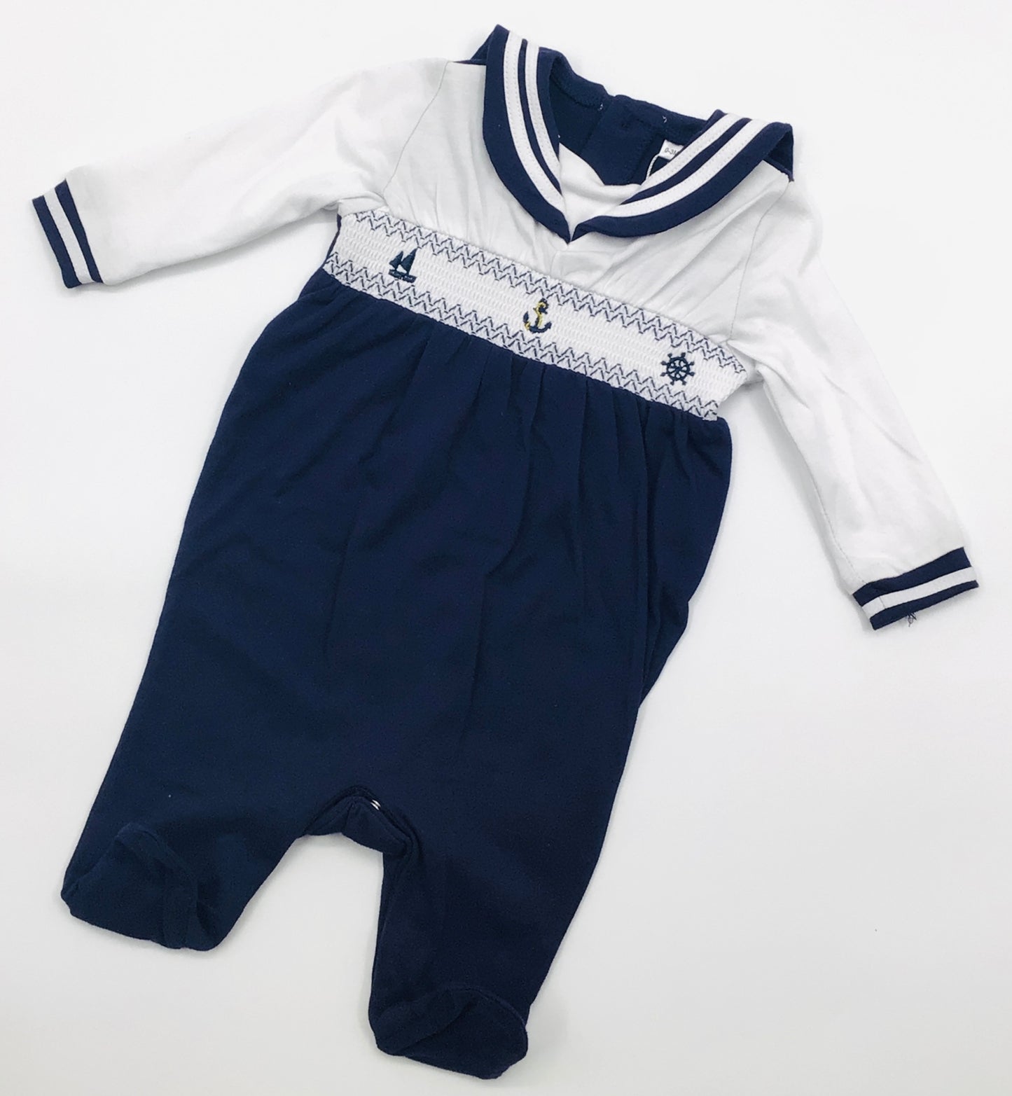 Boys navy rock a bye baby sailors all in one / T20318