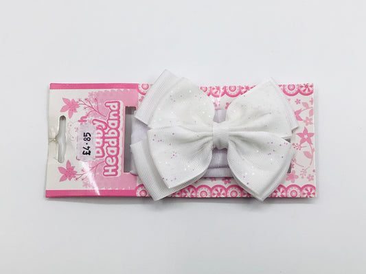 Baby girls white glitter headband