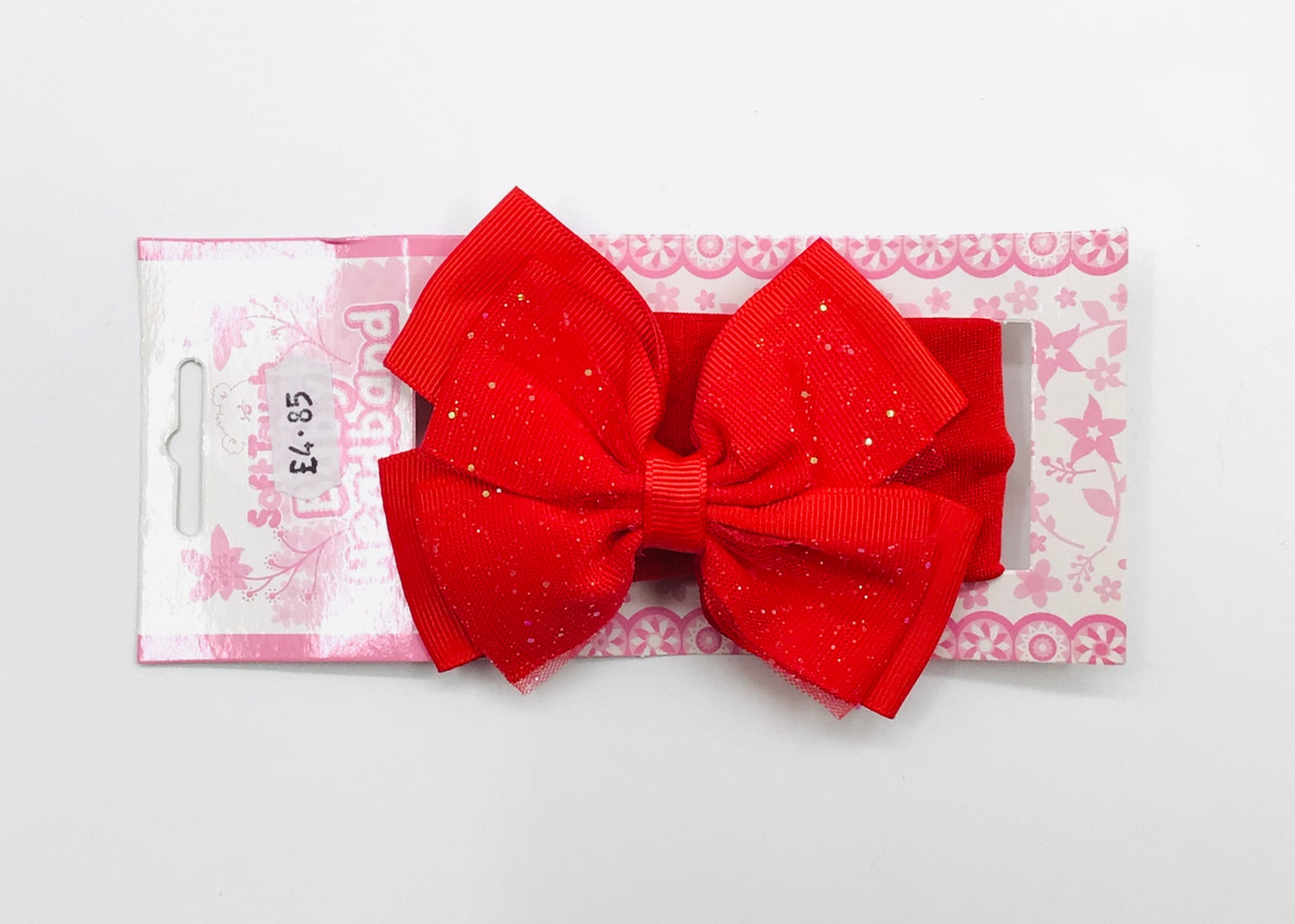 Baby girls red glitter headband