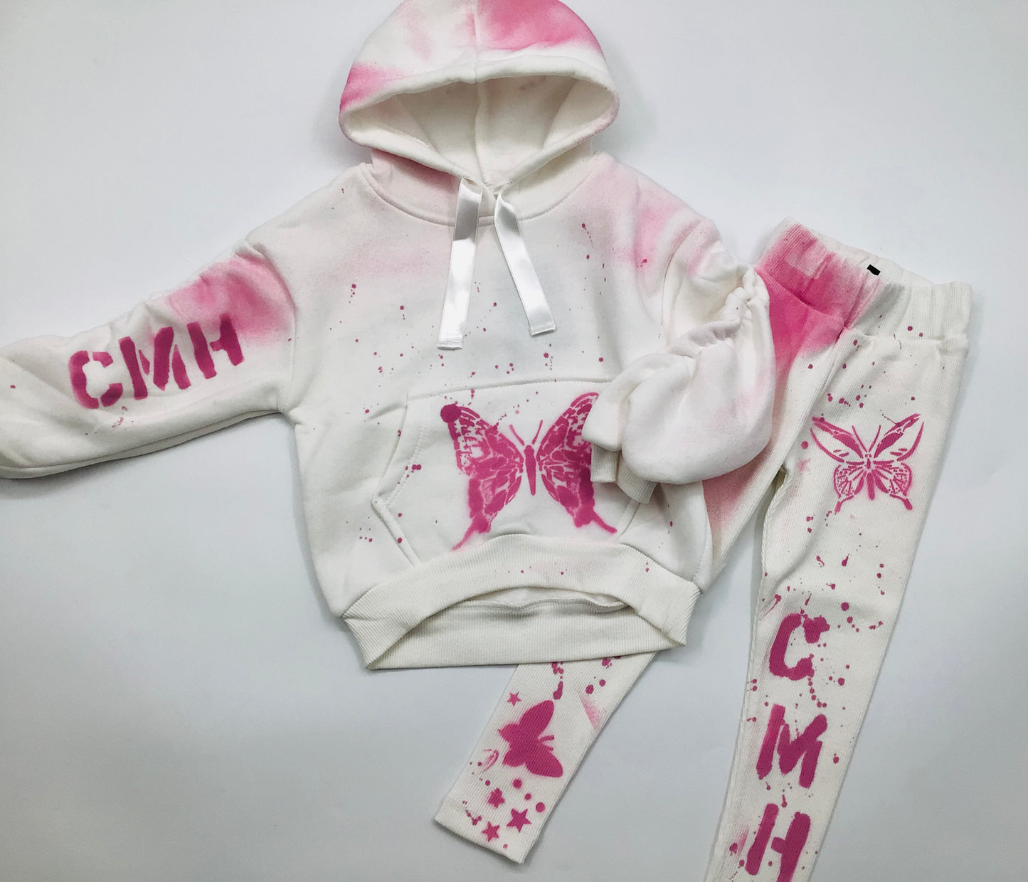 White with pink Butterfly CMH set