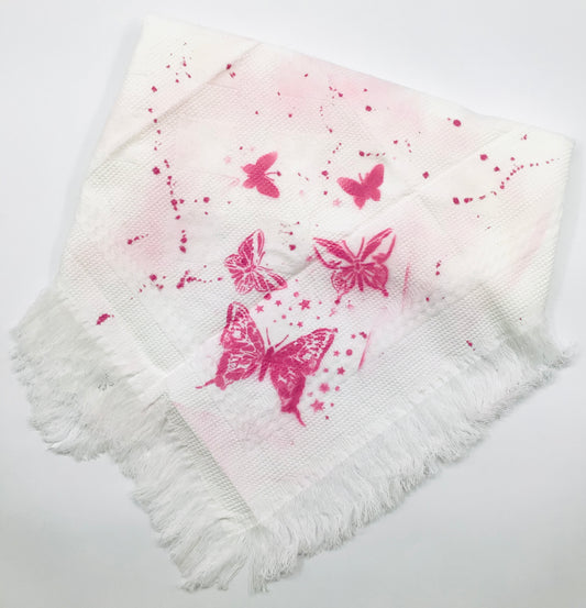 Pink Butterfly spray paint shawl