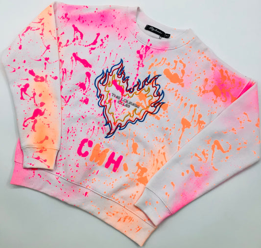 splatter spray happy and sad CMH jumper