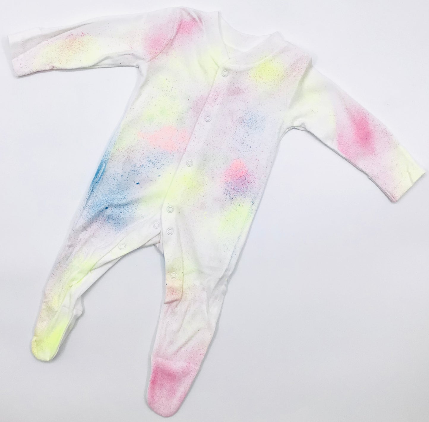 2x Rainbow spray babygrow