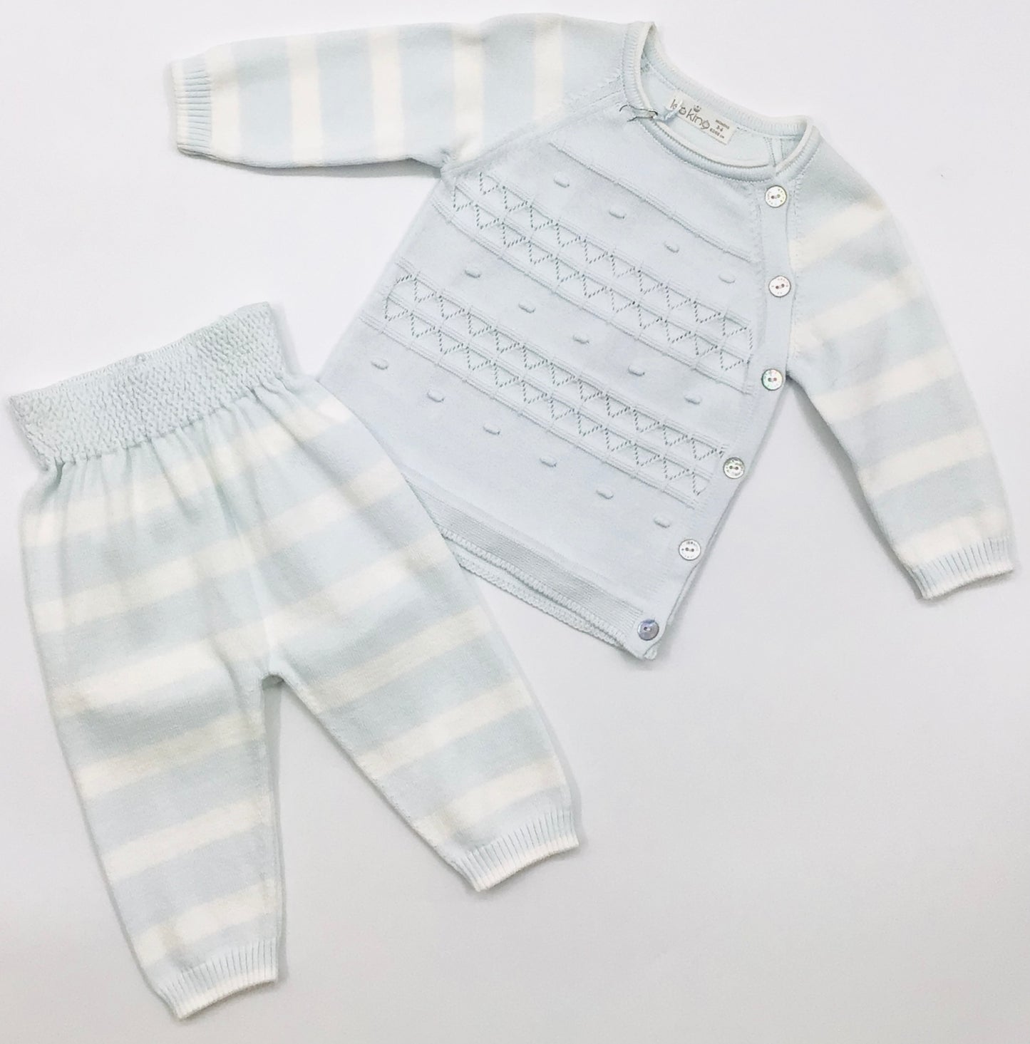 Boys baby blue and white Leoking 2pc set