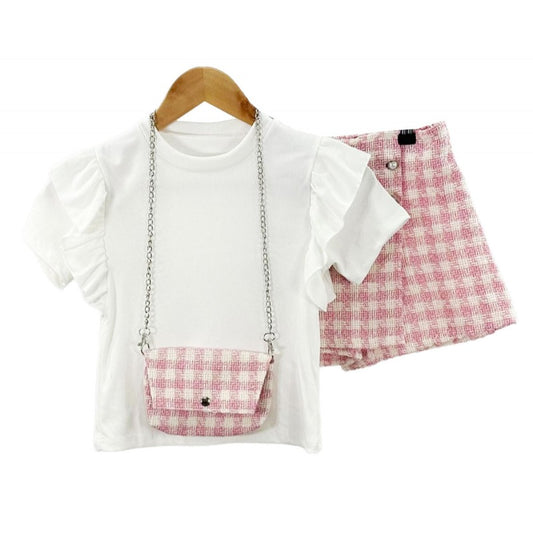 Girl's Short Set With Bag / pink set R210 SALE