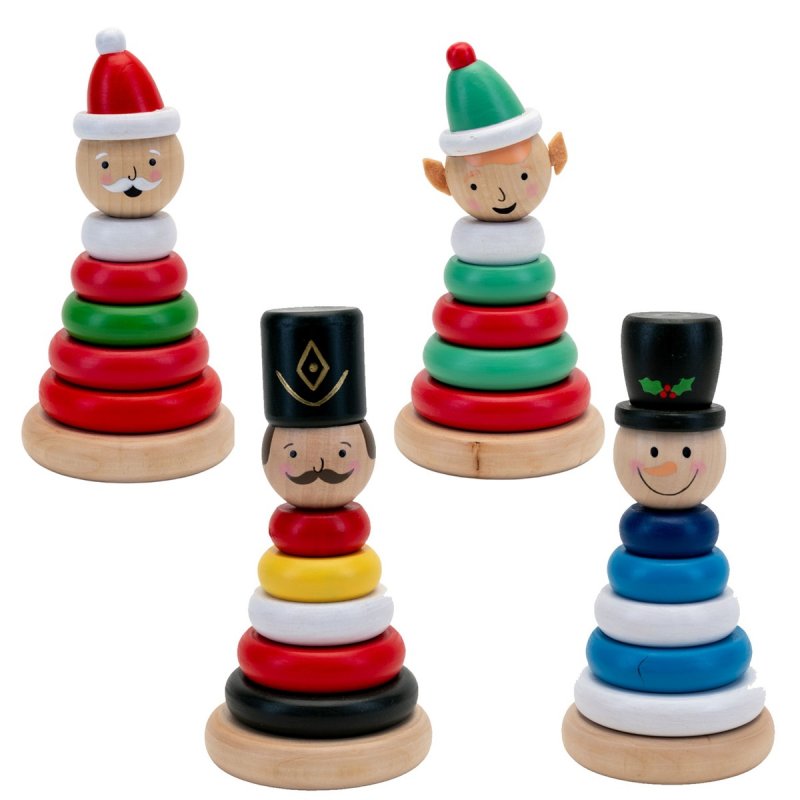 XM9198: Assorted Wooden Tower Stacking Game 4 designs A SET OF 4