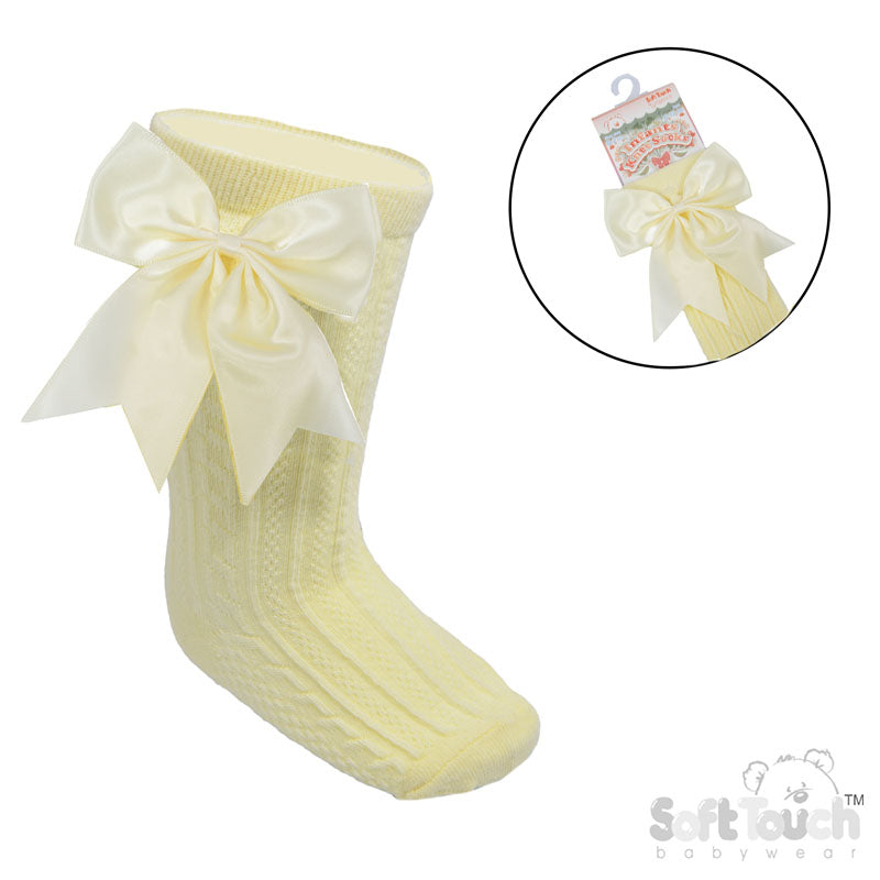 Yellow Knee High Bow Socks 0-24M