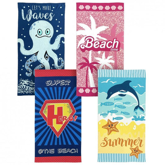 BPV227523: KIDS ON TREND DESIGN PRINTED BEACH TOWELS 70X140CM - ASSORTED DESIGNS