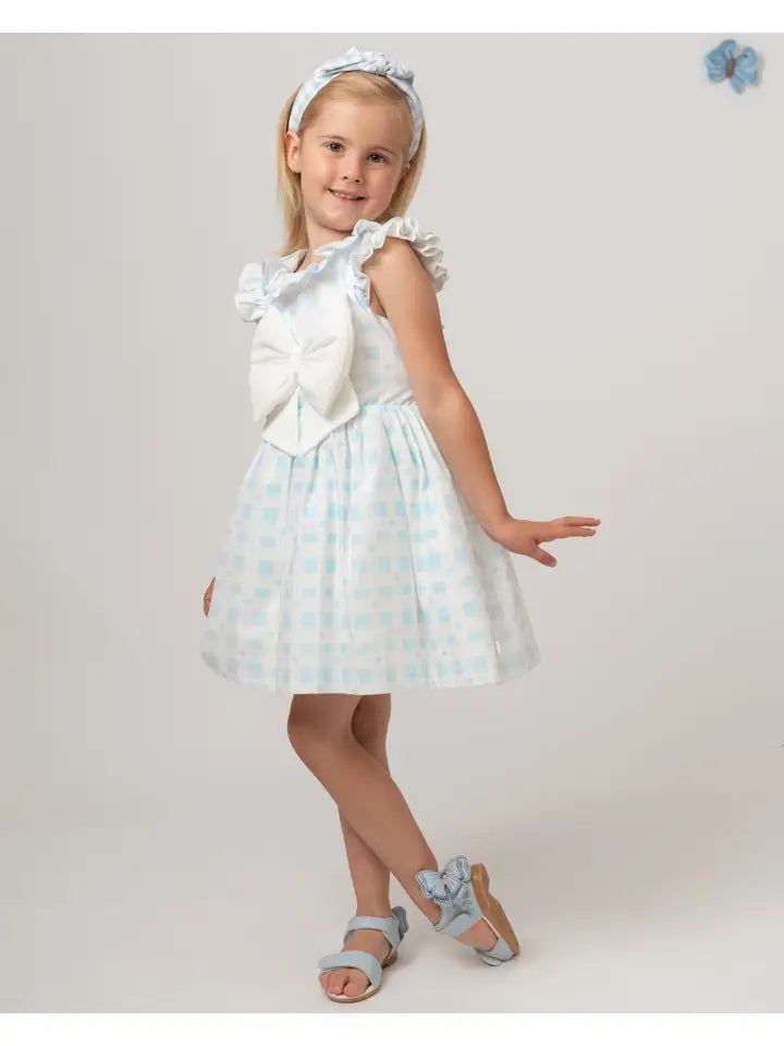 Checked Heart Dress with Hair Bow (0321142) blue