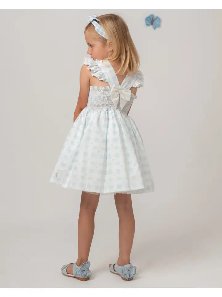 Checked Heart Dress with Hair Bow (0321142) blue