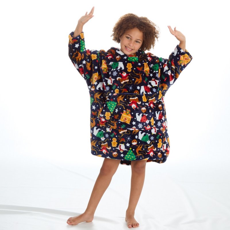 18C819: Kids Christmas Over Sized Plush Hoodie (One Size - 7-13 Years)